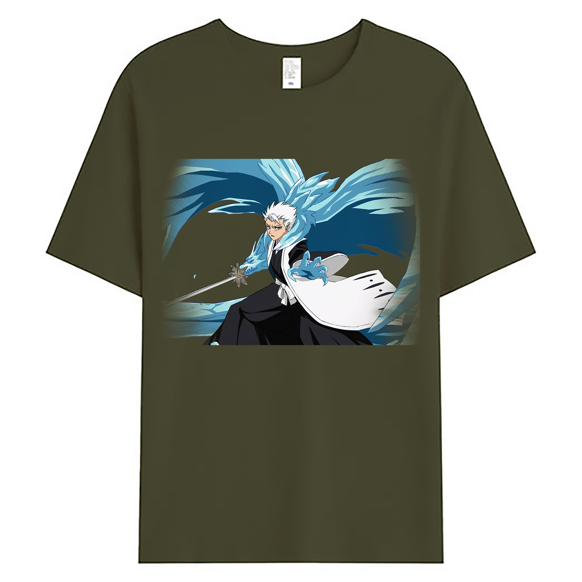 （画像用） ブリーチ 日番谷冬獅郎（ひつがや とうしろう） BLEACH Hitsugaya Toushirou 綿100％ メンズ半袖Tシャツ｜肌触りやわらか＆通気性